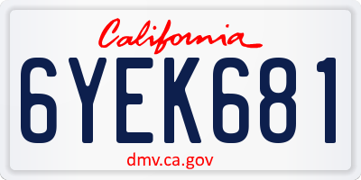 CA license plate 6YEK681