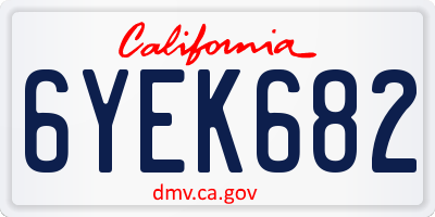 CA license plate 6YEK682