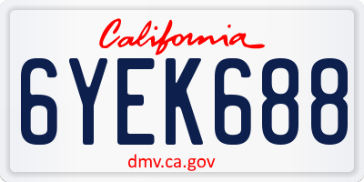CA license plate 6YEK688