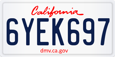 CA license plate 6YEK697