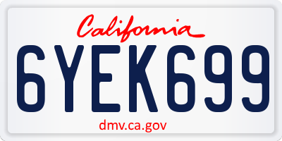 CA license plate 6YEK699