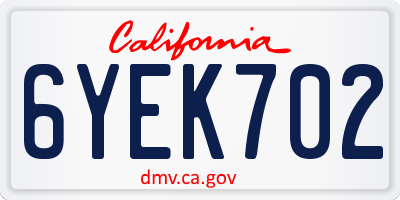 CA license plate 6YEK702