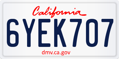 CA license plate 6YEK707