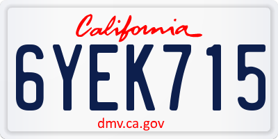 CA license plate 6YEK715