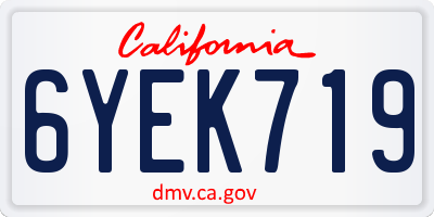 CA license plate 6YEK719