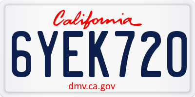 CA license plate 6YEK720