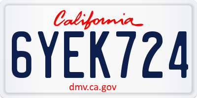 CA license plate 6YEK724