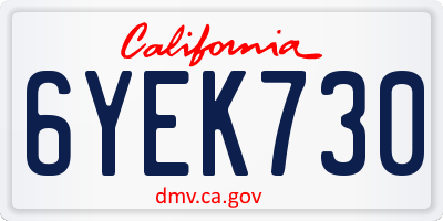 CA license plate 6YEK730