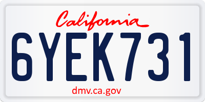 CA license plate 6YEK731