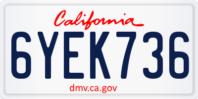 CA license plate 6YEK736