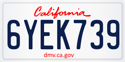 CA license plate 6YEK739