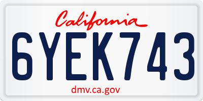 CA license plate 6YEK743