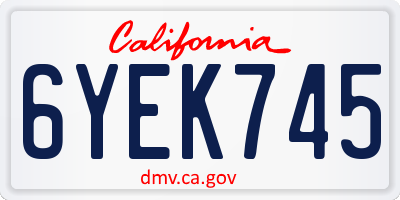 CA license plate 6YEK745