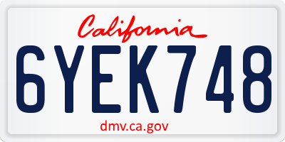 CA license plate 6YEK748