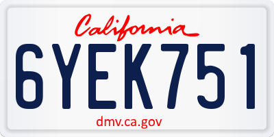 CA license plate 6YEK751