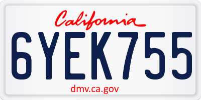 CA license plate 6YEK755