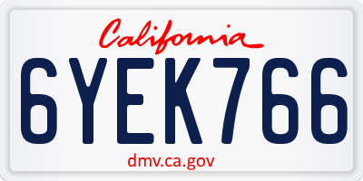 CA license plate 6YEK766