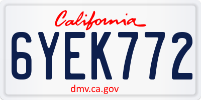 CA license plate 6YEK772