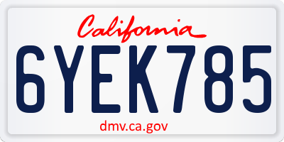 CA license plate 6YEK785
