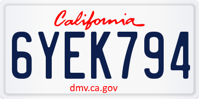 CA license plate 6YEK794