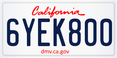 CA license plate 6YEK800