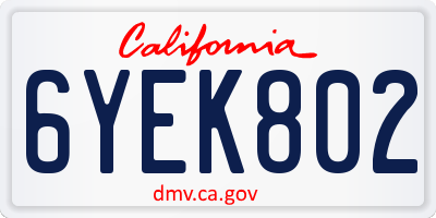 CA license plate 6YEK802