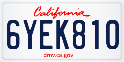 CA license plate 6YEK810