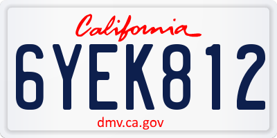 CA license plate 6YEK812