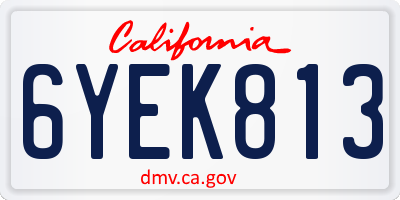 CA license plate 6YEK813