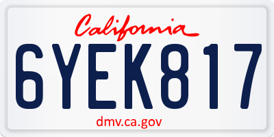 CA license plate 6YEK817