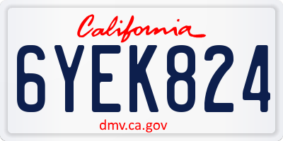 CA license plate 6YEK824