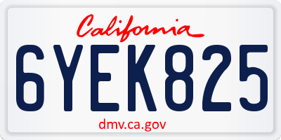 CA license plate 6YEK825