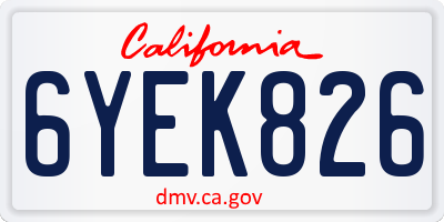 CA license plate 6YEK826