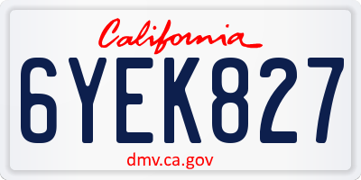 CA license plate 6YEK827
