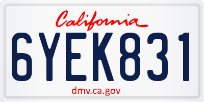 CA license plate 6YEK831
