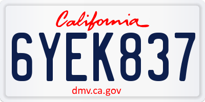 CA license plate 6YEK837