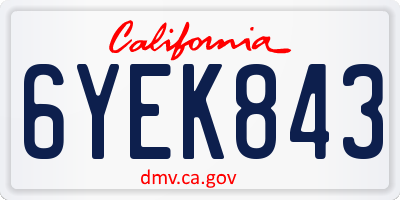 CA license plate 6YEK843