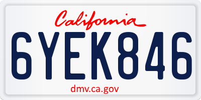 CA license plate 6YEK846