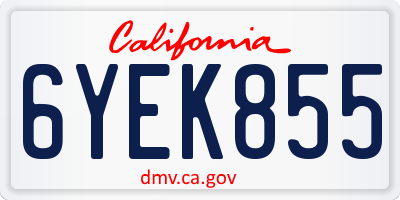 CA license plate 6YEK855