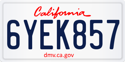 CA license plate 6YEK857