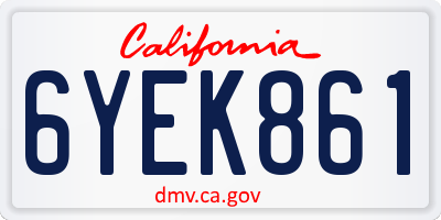 CA license plate 6YEK861
