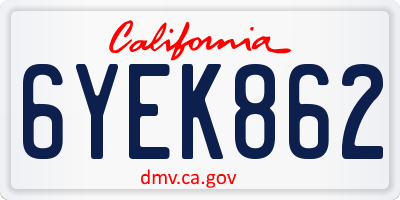 CA license plate 6YEK862