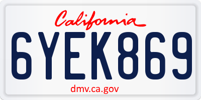 CA license plate 6YEK869