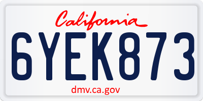 CA license plate 6YEK873