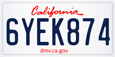 CA license plate 6YEK874