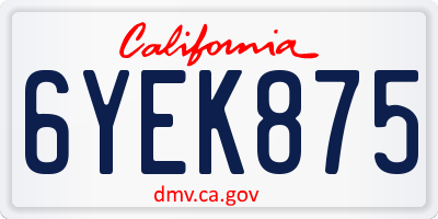 CA license plate 6YEK875