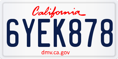 CA license plate 6YEK878