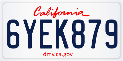CA license plate 6YEK879