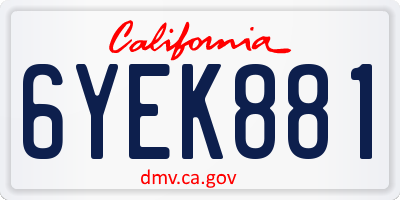 CA license plate 6YEK881