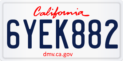 CA license plate 6YEK882